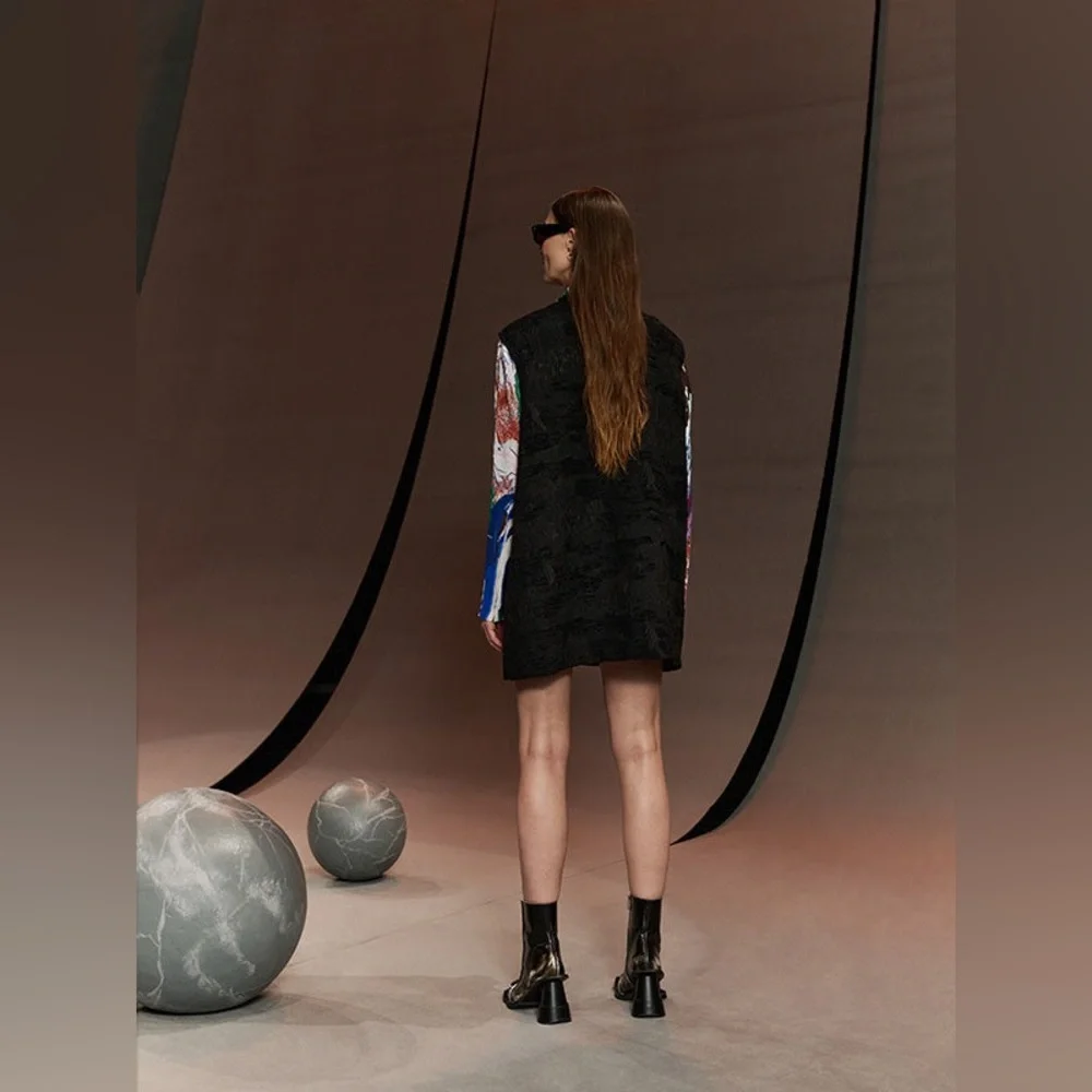 Henrik Vibskov Dart Sleeveless Dress in Fishes Black Black Size Small - Picture 2 of 10